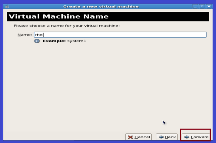 virtual machine wizard in linux 